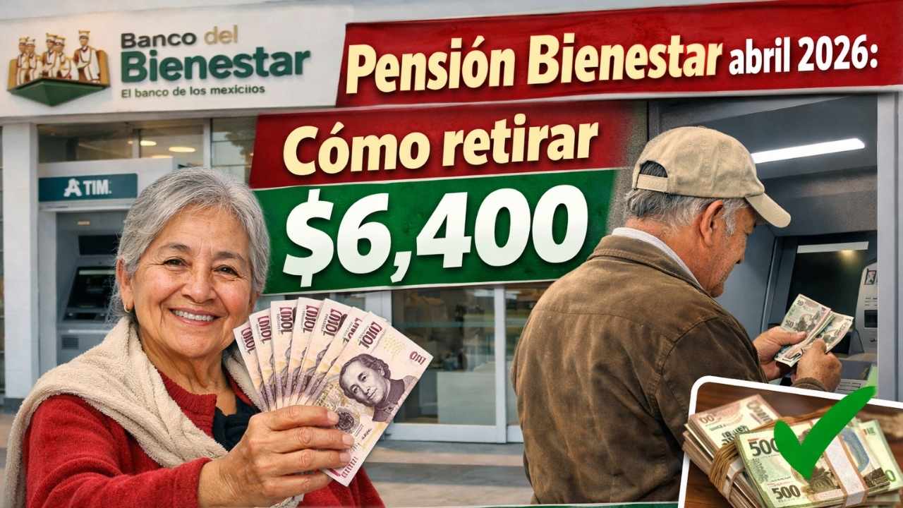 Depósitos Pensión Bienestar abril 2026: cómo retirar $6,400 en Banco del Bienestar sin filas