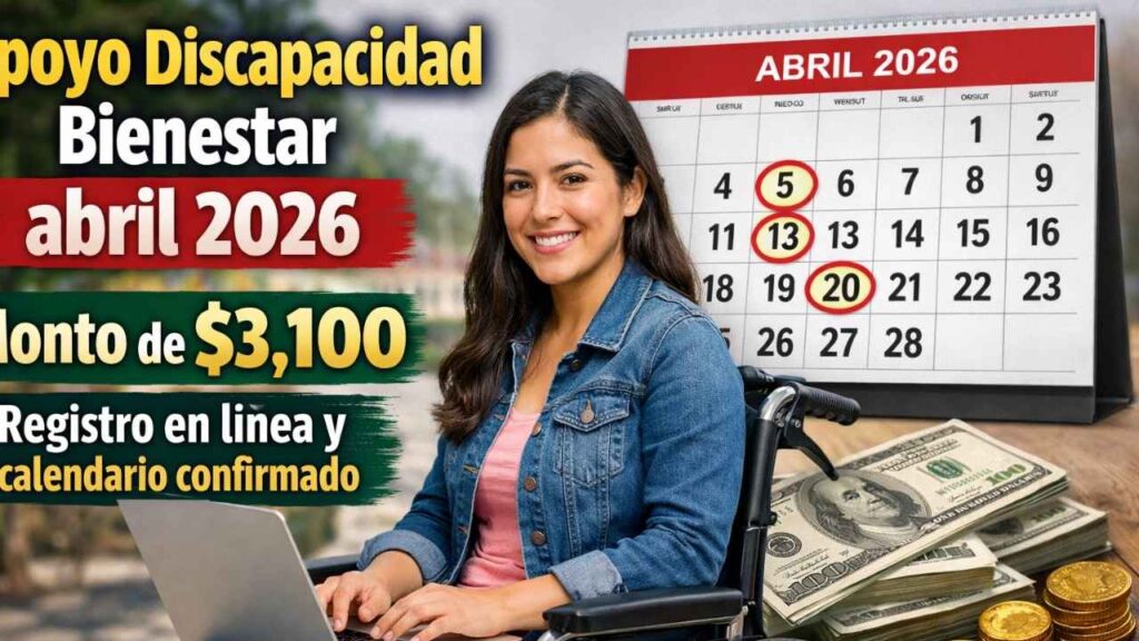 Apoyo Discapacidad Bienestar abril 2026: monto de $3,100, registro en línea y calendario confirmado
